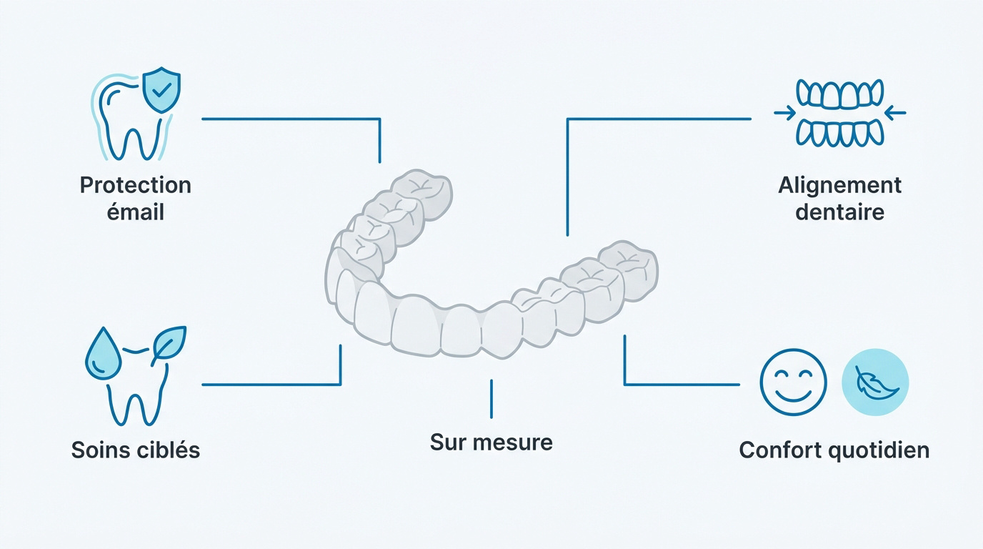 Gouttière dentaire transparente pour l'alignement et la protection des dents