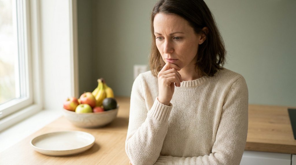 Femme qui se demande pourquoi elle a tout le temps faim