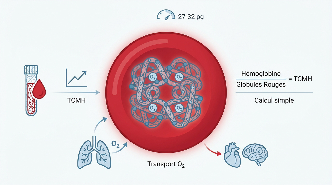 Schéma d'un globule rouge transportant l'oxygène grâce à l'hémoglobine