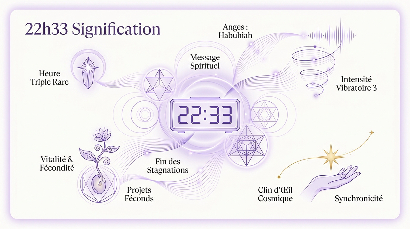 Illustration de la synchronicité temporelle et de l'énergie de l'heure triple 22h33