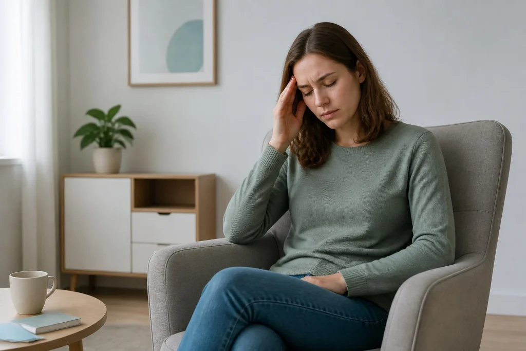 Femme ressentant un leger malaise